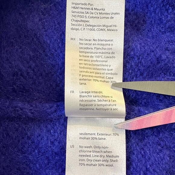 COS Blue Mohair Wool Blend Crew Neck Pullover Sweater Size XS - Picture 5 of 7